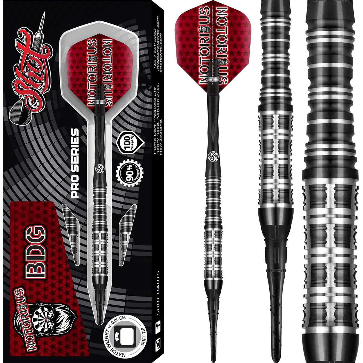 *Shot Pro Series Darts - Soft Tip Tungsten - Jason Watt - Notorious BDG