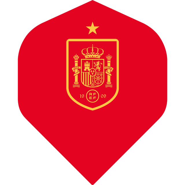 *Espana Football Dart Flights - Official Licensed - 100 Micron - No2 - Std - F1 - Spain - Red