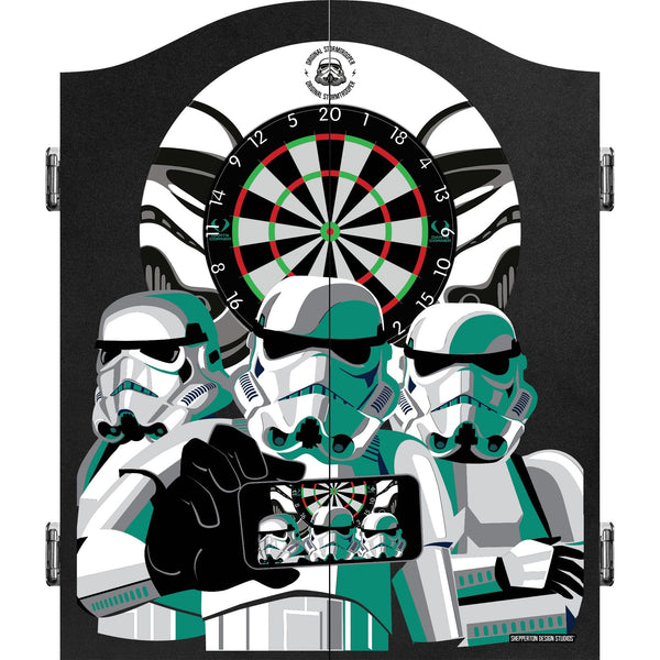 Original StormTrooper Dartboard Cabinet - C1 - Black Base - Storm Trooper - Selfie