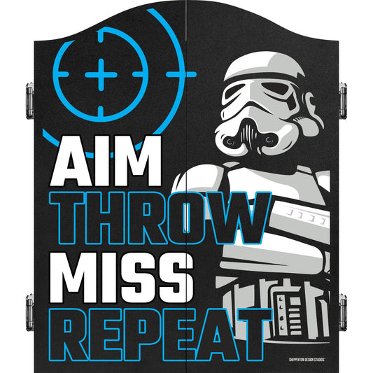 Original StormTrooper Dartboard Cabinet - C2 - Black Base - Storm Trooper - Aim Throw Miss Repeat