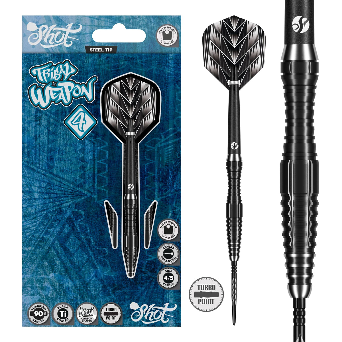 Shot Tribal Weapon TP Darts - Steel Tip - 90% Tungsten - 4 Series
