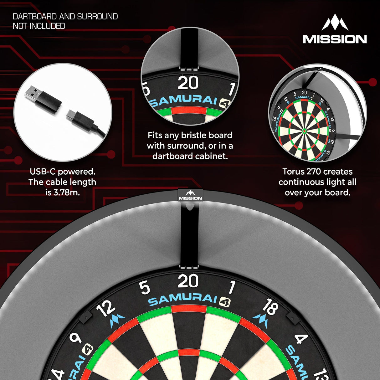 Mission Torus 270 - Dartboard Lighting - USB-C
