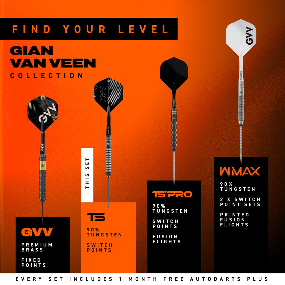 Winmau Gian van Veen Switch Darts - Steel Tip - 90% Tungsten - TS