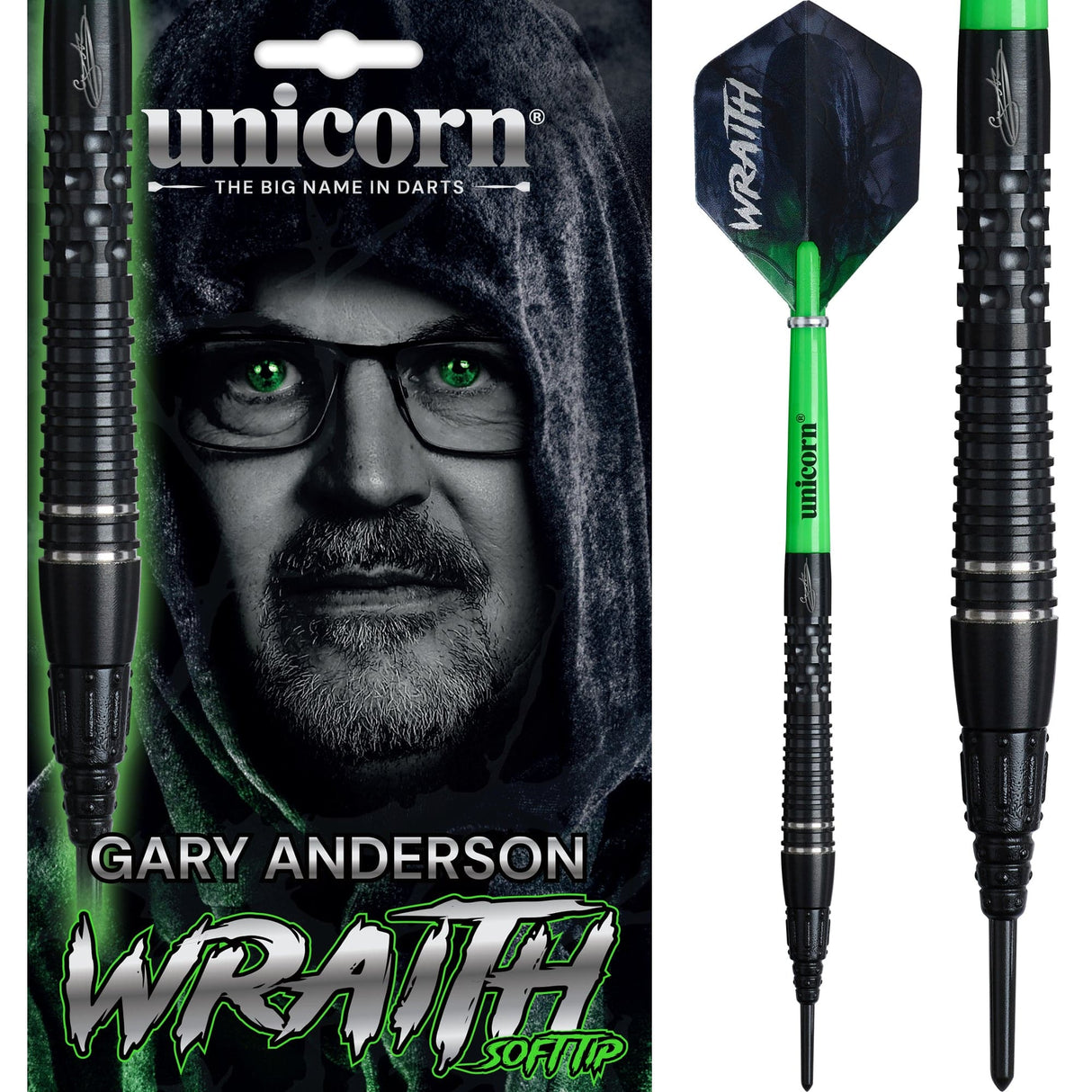 Unicorn Wraith Darts - Soft Tip - 90% Tungsten - Gary Anderson - Phase 6 20g