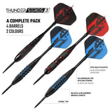 *Darts Corner - Thunder Series 3 - Steel Tip Brass - 4 Sets Darts - Blue & Red - 21g 22g 23g 24g 23g