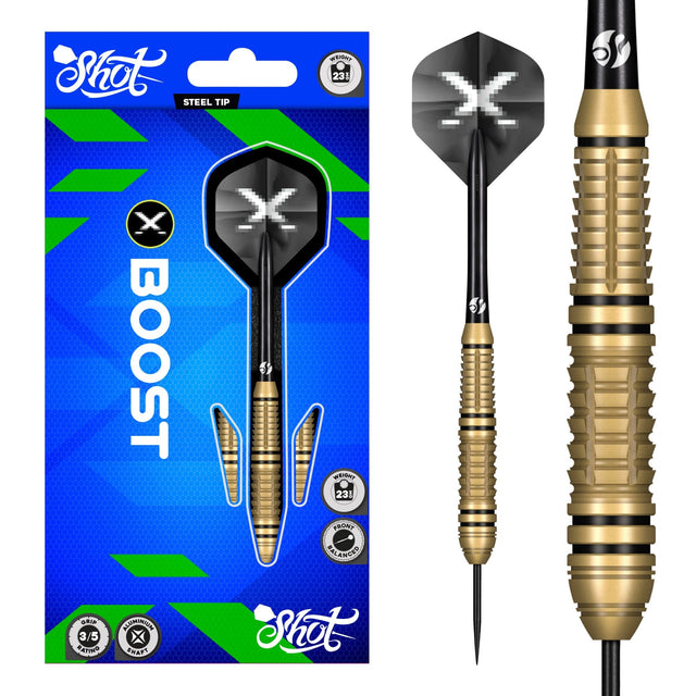 Shot X-Boost Darts - Steel Tip - Brass
