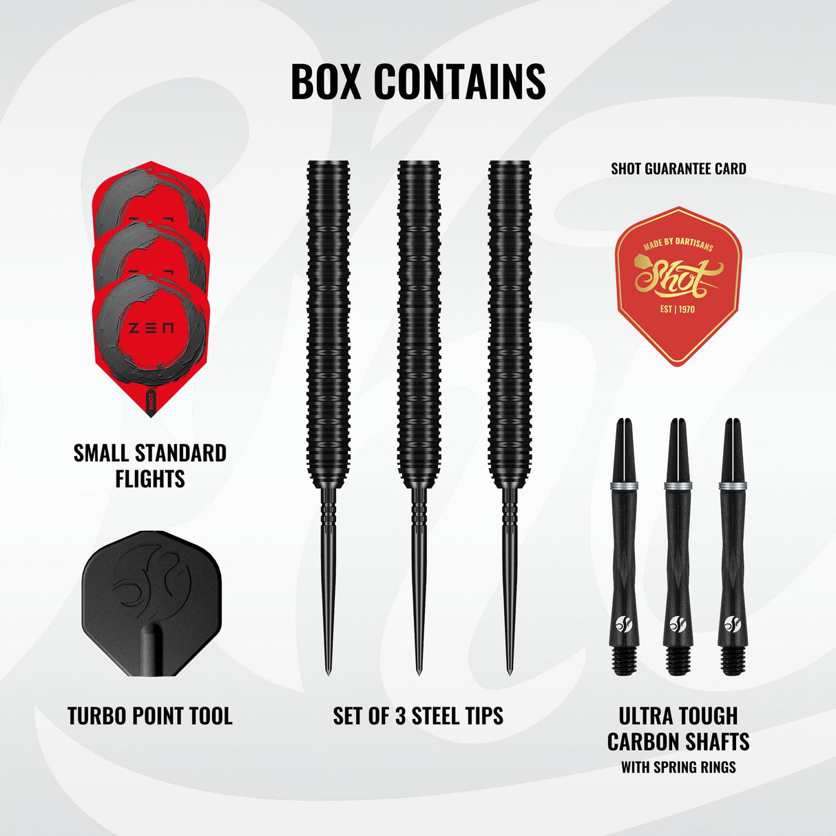 Shot Zen Darts - Steel Tip - 90% Tungsten - Straight