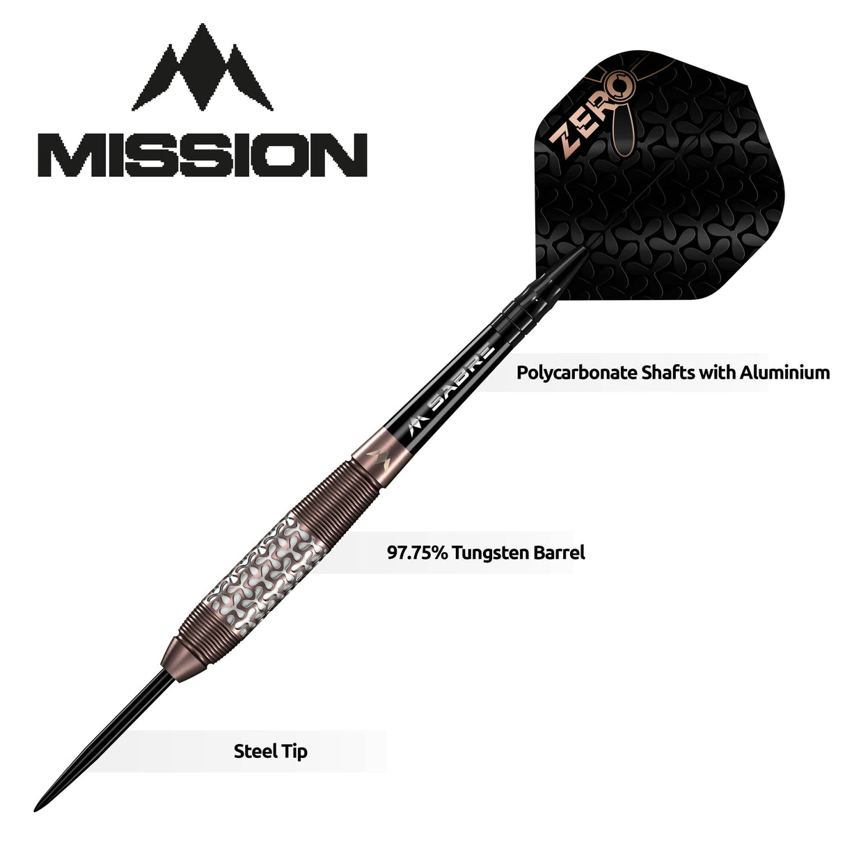 Mission Precision Darts - Steel Tip - 90% Tungsten - Black PVD