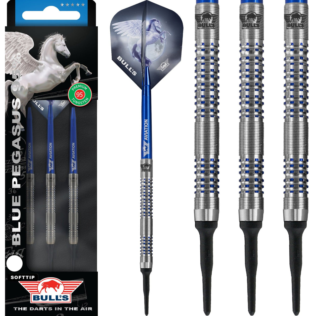 Bulls Blue Pegasus Darts - Soft Tip - 95% - Style B - 20g 20g