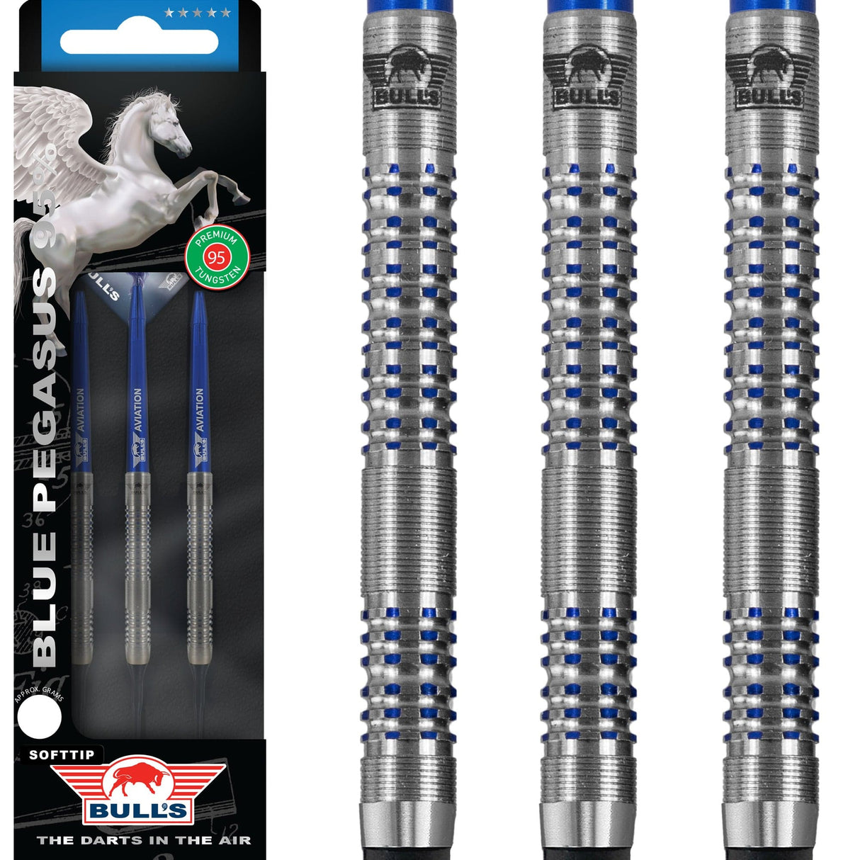 Bulls Blue Pegasus Darts - Soft Tip - 95% - Style B - 20g 20g