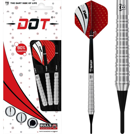 BULL'S Dot D3 Darts - Soft Tip - 90% Tungsten - Twin Ring 18g
