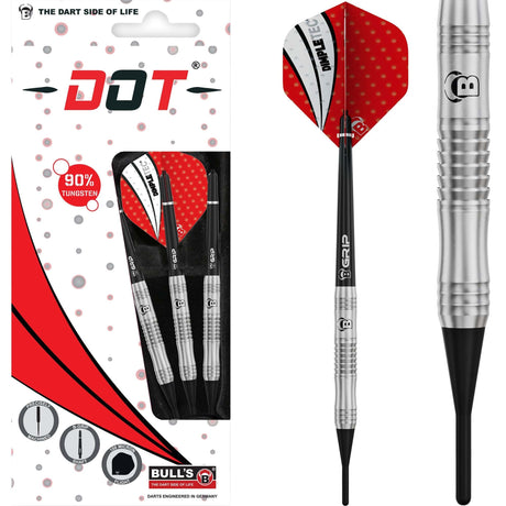 BULL'S Dot D4 Darts - Soft Tip - 90% Tungsten - Centre Shark 18g