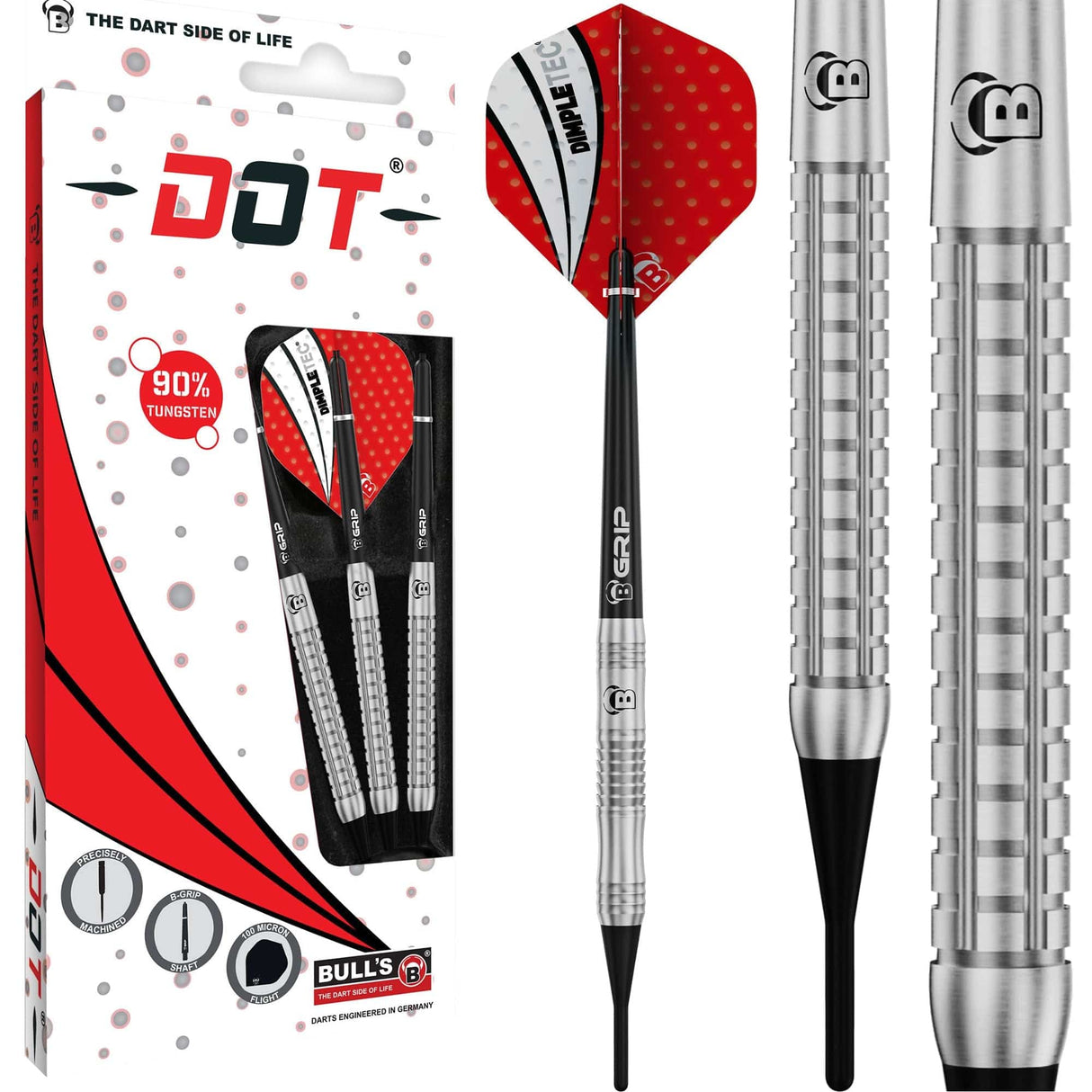 BULL'S Dot D5 Darts - Soft Tip - 90% Tungsten - Straight Milled