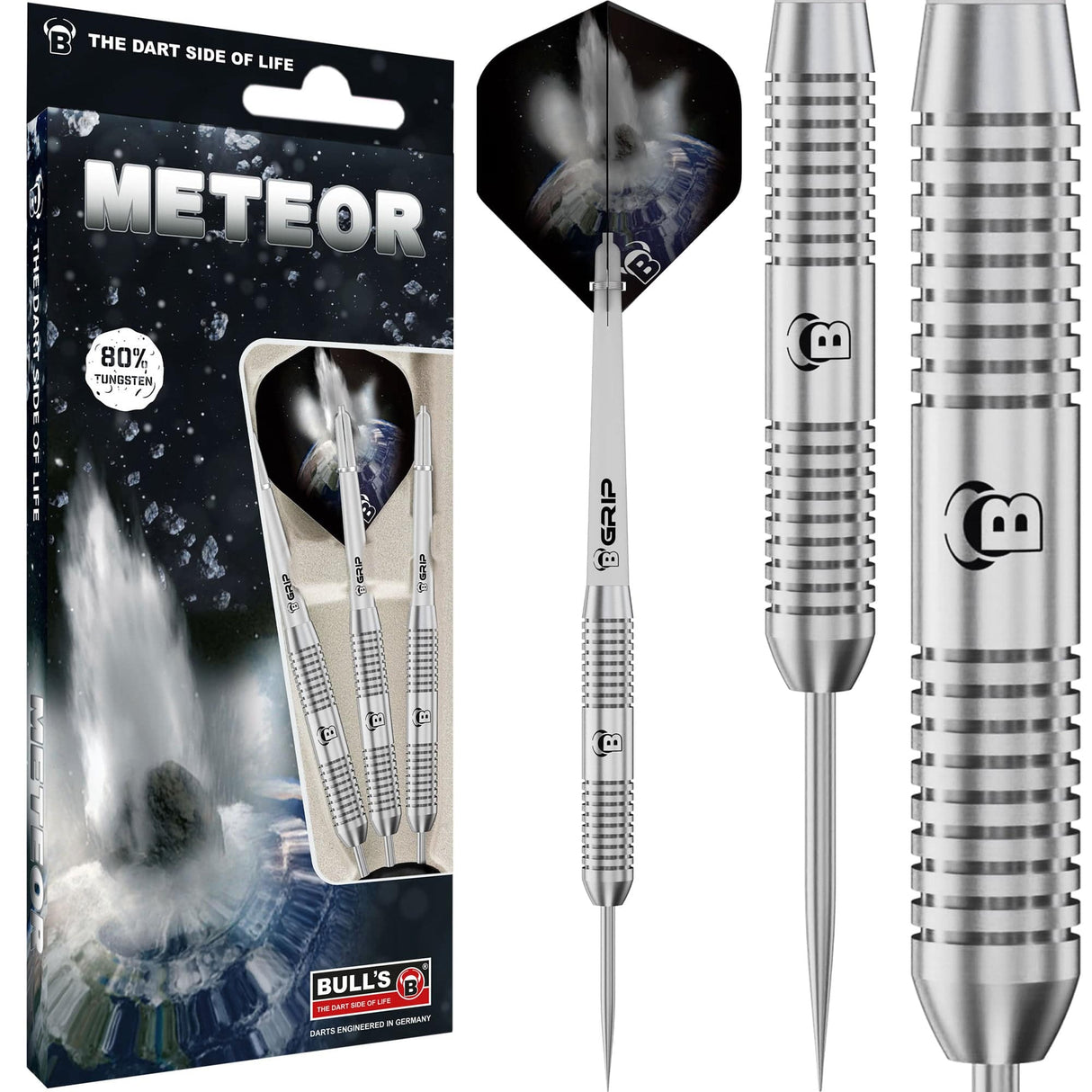 BULL'S Meteor Darts - Steel Tip - 80% Tungsten - MT1 - Ringed 20g