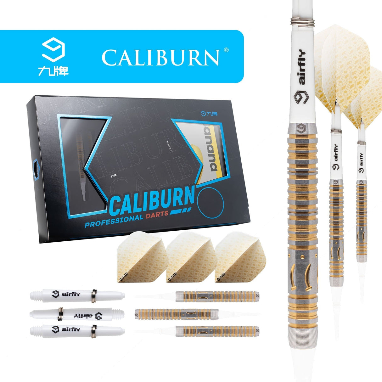 *Caliburn Player Darts - Soft Tip - 90% - Gold Titanium - Banana 21g