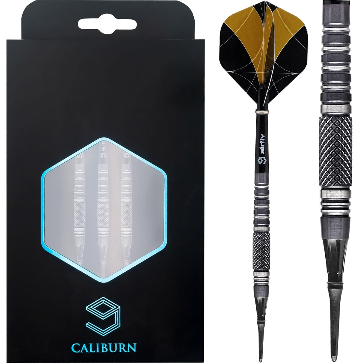 *Caliburn Marshal Darts - Soft Tip - 90% - M1 - Black Titanium 20g