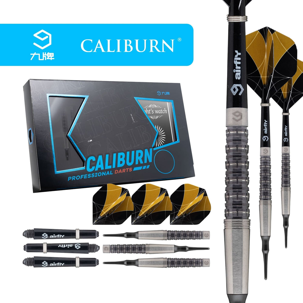 *Caliburn Nights Watch Darts - Soft Tip - 95% - N2 - Black