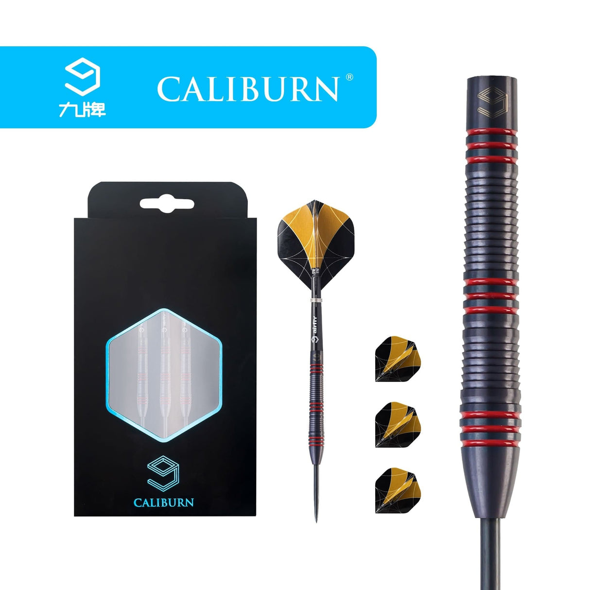 *Caliburn The Rock Darts - Steel Tip - 90% - Black & Red
