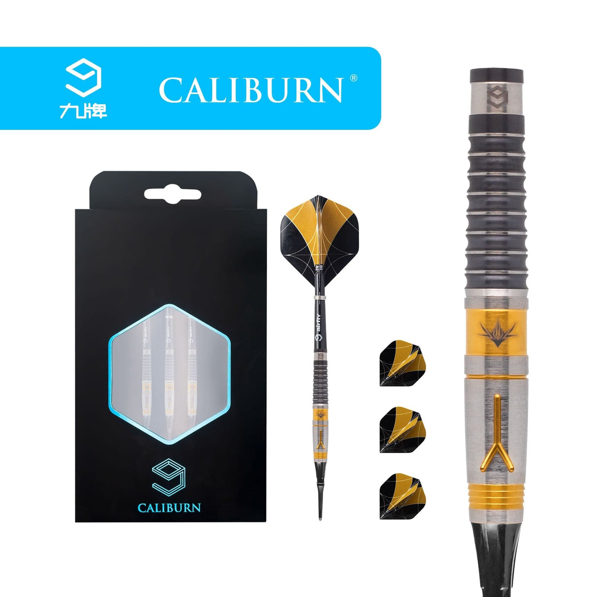 *Caliburn Y Darts - Soft Tip - 90% - Black & Gold - 20g 20g