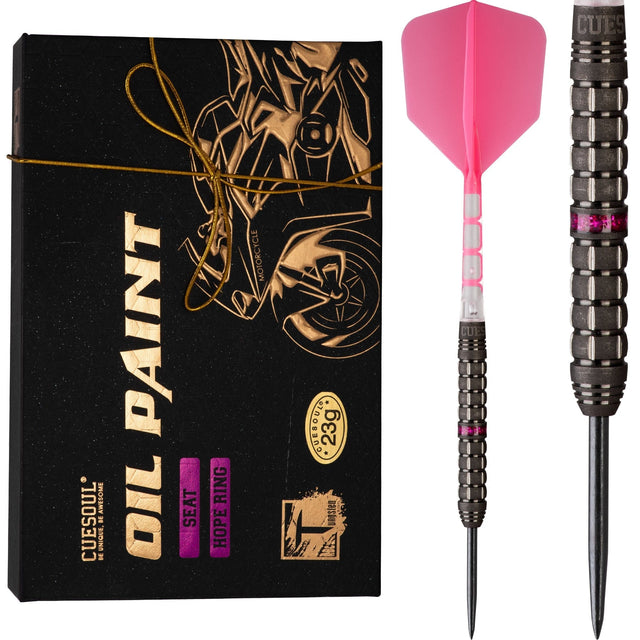Cuesoul Motorcycle Darts - Steel Tip Tungsten - Seat - Hope Ring - Pink 23g