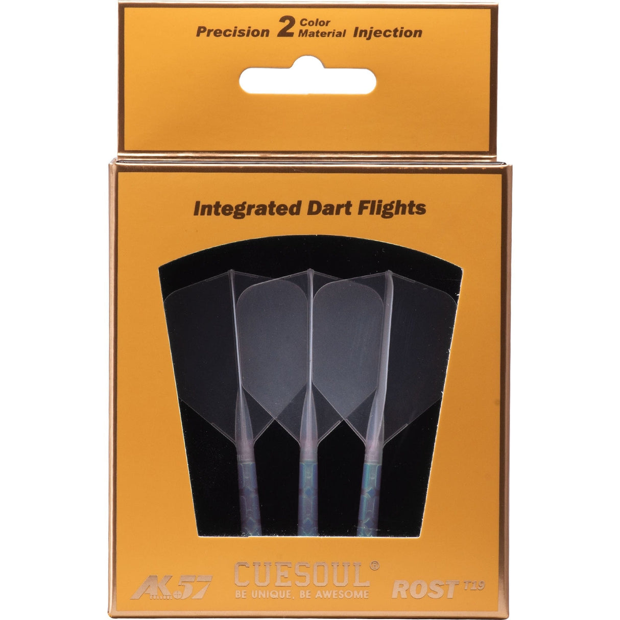 Cuesoul Rost T19 Integrated Dart Shaft and Flights - Big Wing - Sky Blue with Clear Flight