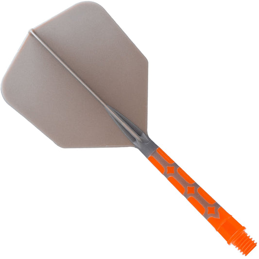 Cuesoul Rost T19 Integrated Dart Shaft and Flights - Big Wing - Orange with Grey Flight Long