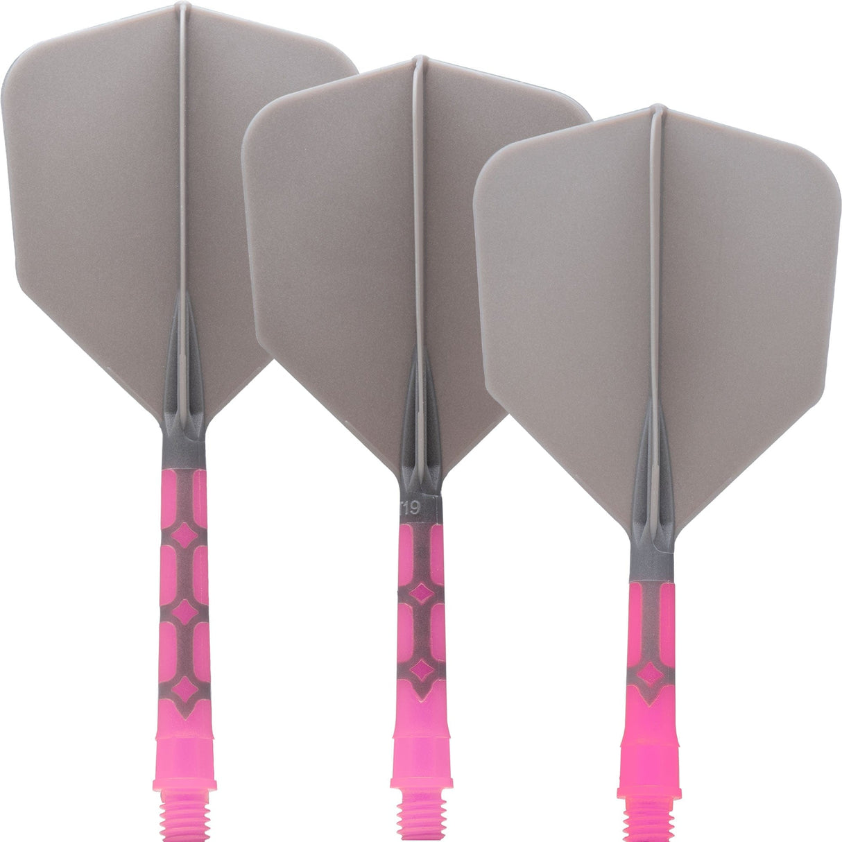 *Cuesoul Rost T19 Integrated Dart Shaft and Flights - Big Wing - Pink with Grey Flight