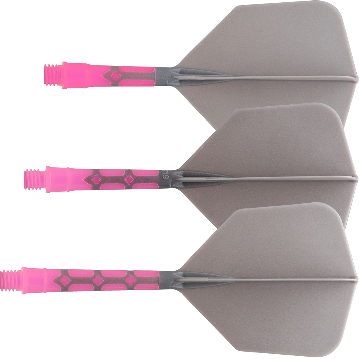 *Cuesoul Rost T19 Integrated Dart Shaft and Flights - Big Wing - Pink with Grey Flight