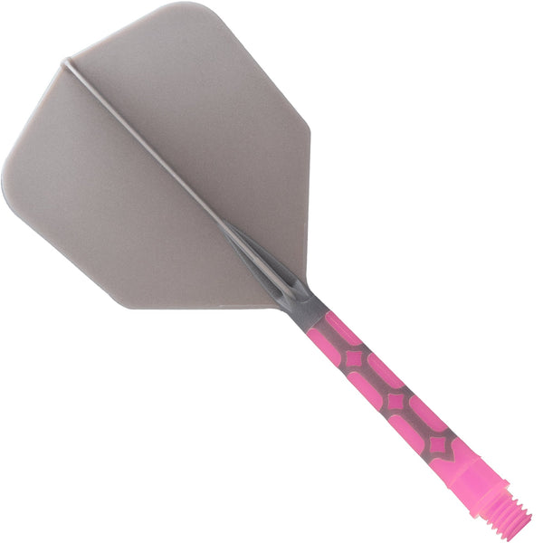 Cuesoul Rost T19 Integrated Dart Shaft and Flights - Big Wing - Pink with Grey Flight