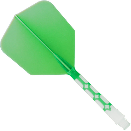 Cuesoul Rost T19 Integrated Dart Shaft and Flights - Big Wing - White with Green Flight Long