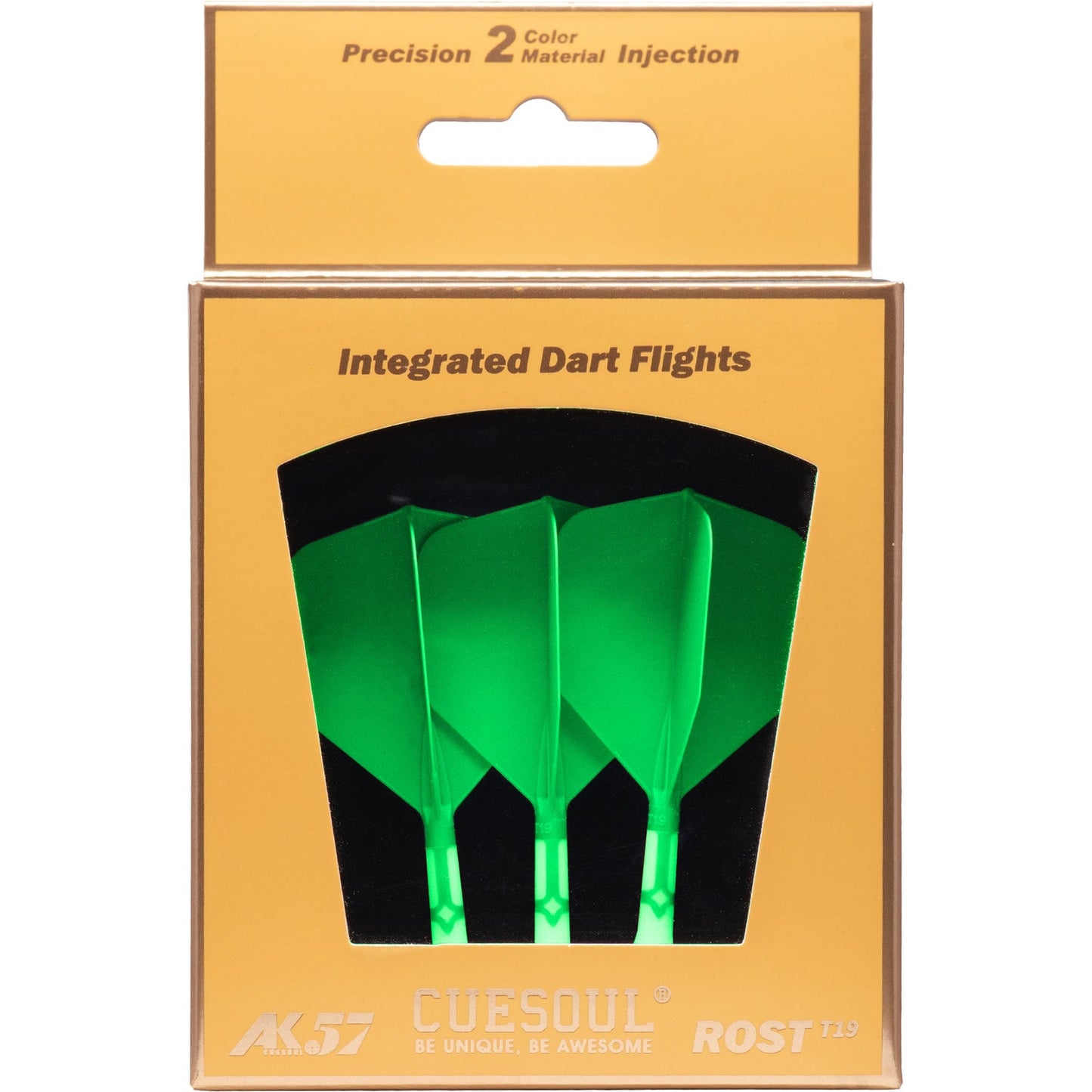 Cuesoul Rost T19 Integrated Dart Shaft and Flights - Big Wing - White with Green Flight