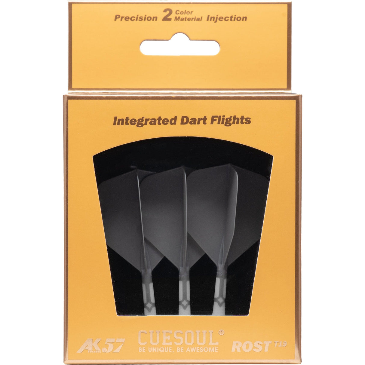 Cuesoul Rost T19 Integrated Dart Shaft and Flights - Big Wing - White with Grey Flight