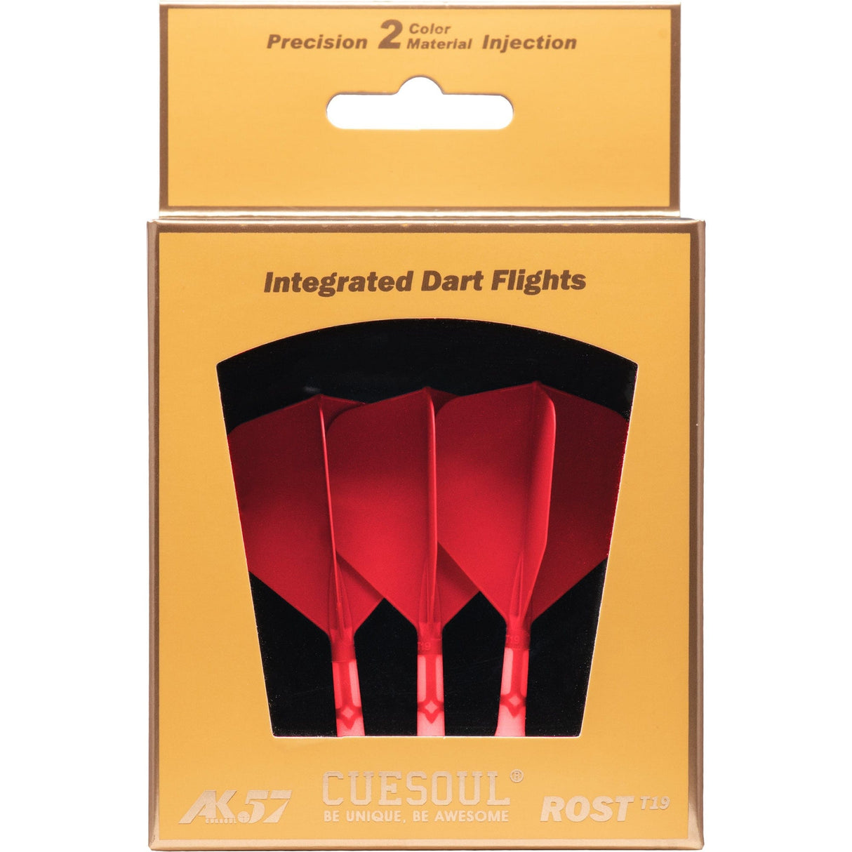 Cuesoul Rost T19 Integrated Dart Shaft and Flights - Big Wing - White with Red Flight