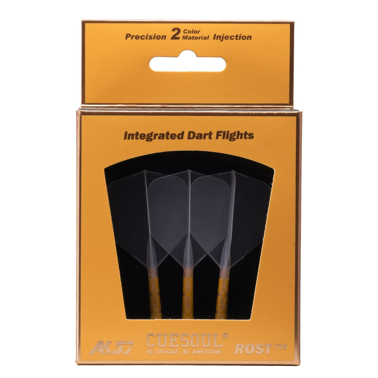 *Cuesoul Rost T19 Integrated Dart Shaft and Flights - Big Wing - Yellow with Clear Flight