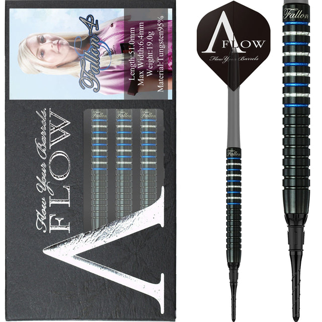 *Dynasty - A Flow - Soft Tip Darts - Black Line - Fallon Sherrock - Blue Ring - Fallon 4S - 19g 19g