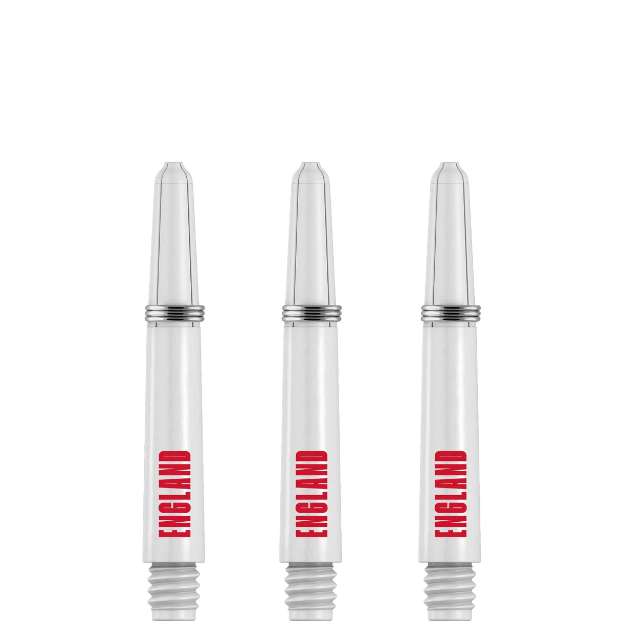 England Football Nylon Shafts - Dart Stems with Springs - White - Medium Short