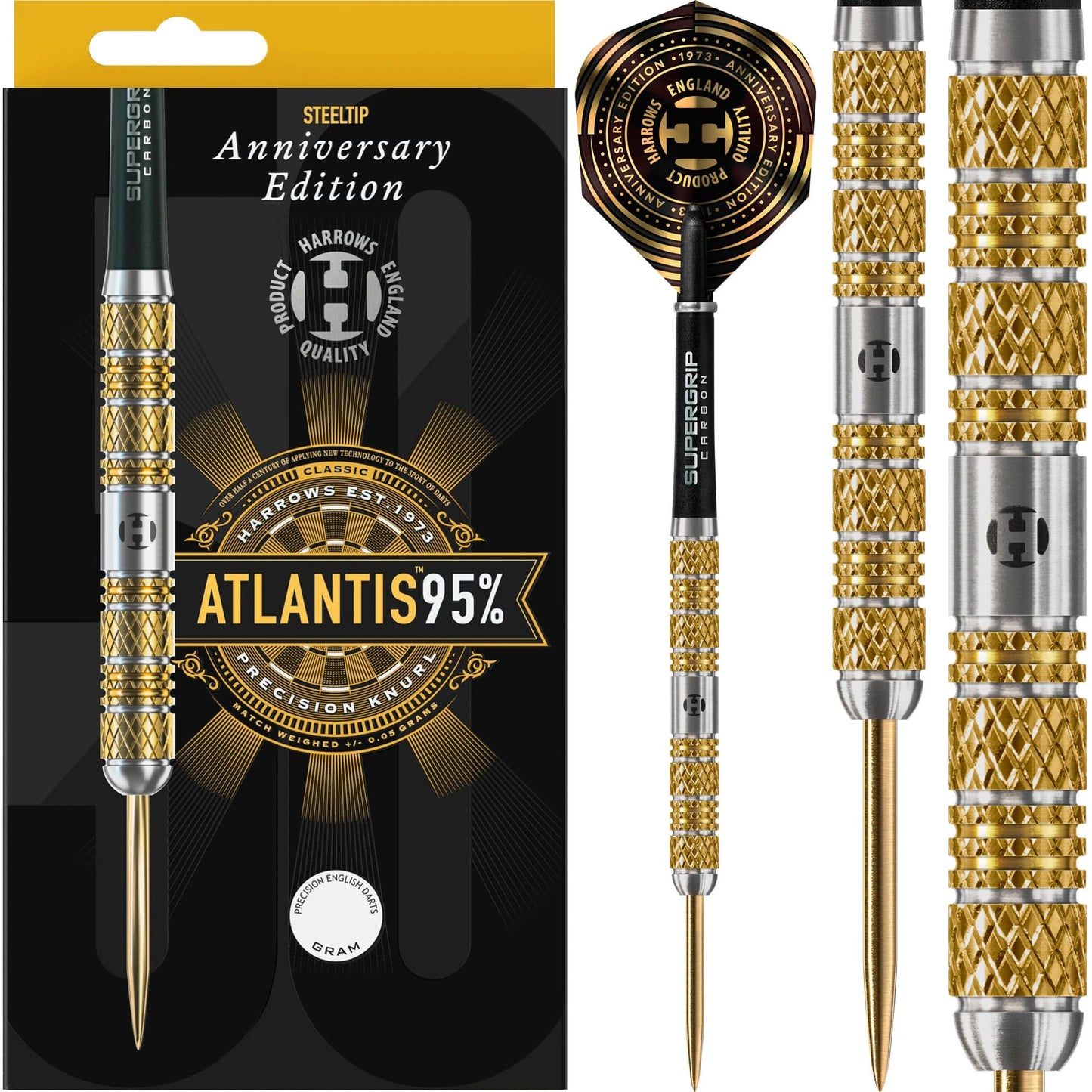 Harrows Atlantis Darts - Steel Tip - 95% - Anniversary Edition - Gold Titanium
