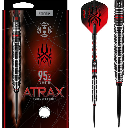 Harrows Atrax Darts - Steel Tip - 95% - Black Titanium 21g