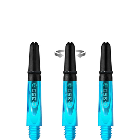 Harrows Carbon 360 Shafts - Polycarbonate Dart Stems with Carbon Top - Aqua Blue Short