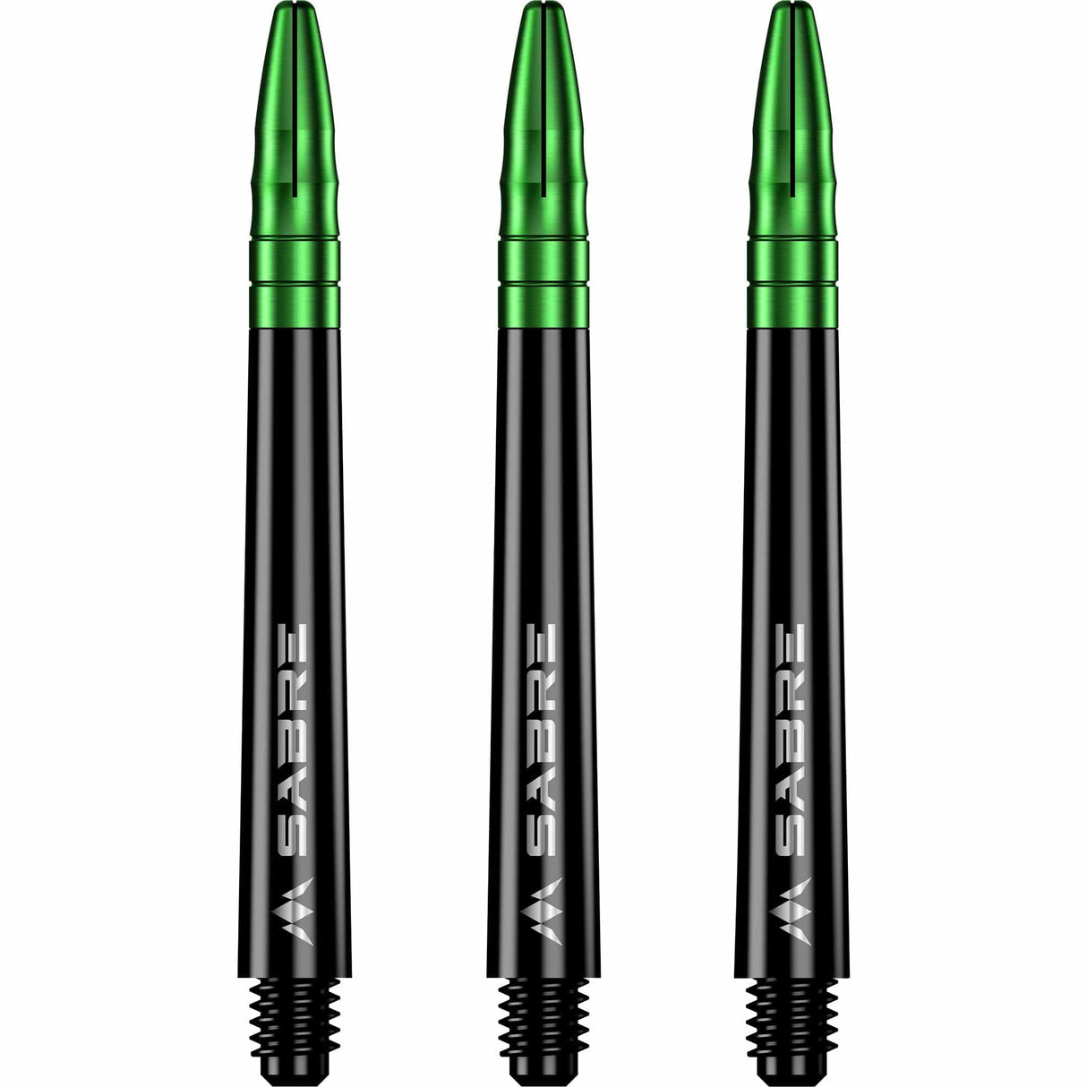 Mission Sabre Shafts - Polycarbonate Dart Stems - Black - Green Top Medium