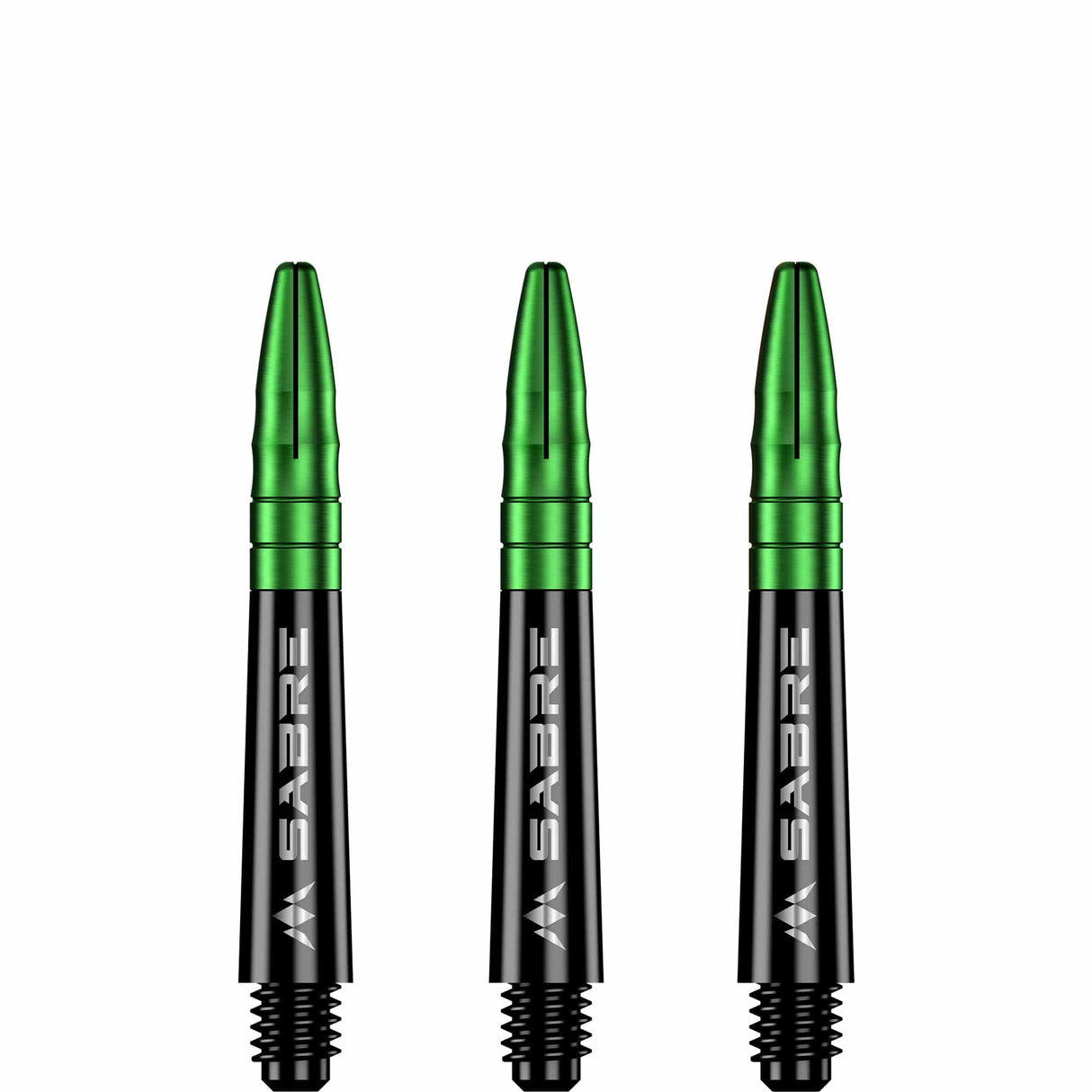 Mission Sabre Shafts - Polycarbonate Dart Stems - Black - Green Top Short