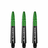 Mission Sabre Shafts - Polycarbonate Dart Stems - Black - Green Top Short