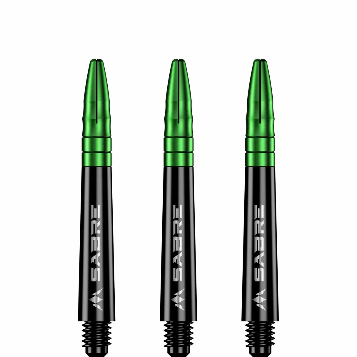 Mission Sabre Shafts - Polycarbonate Dart Stems - Black - Green Top Tweenie