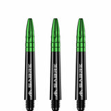 Mission Sabre Shafts - Polycarbonate Dart Stems - Black - Green Top Tweenie