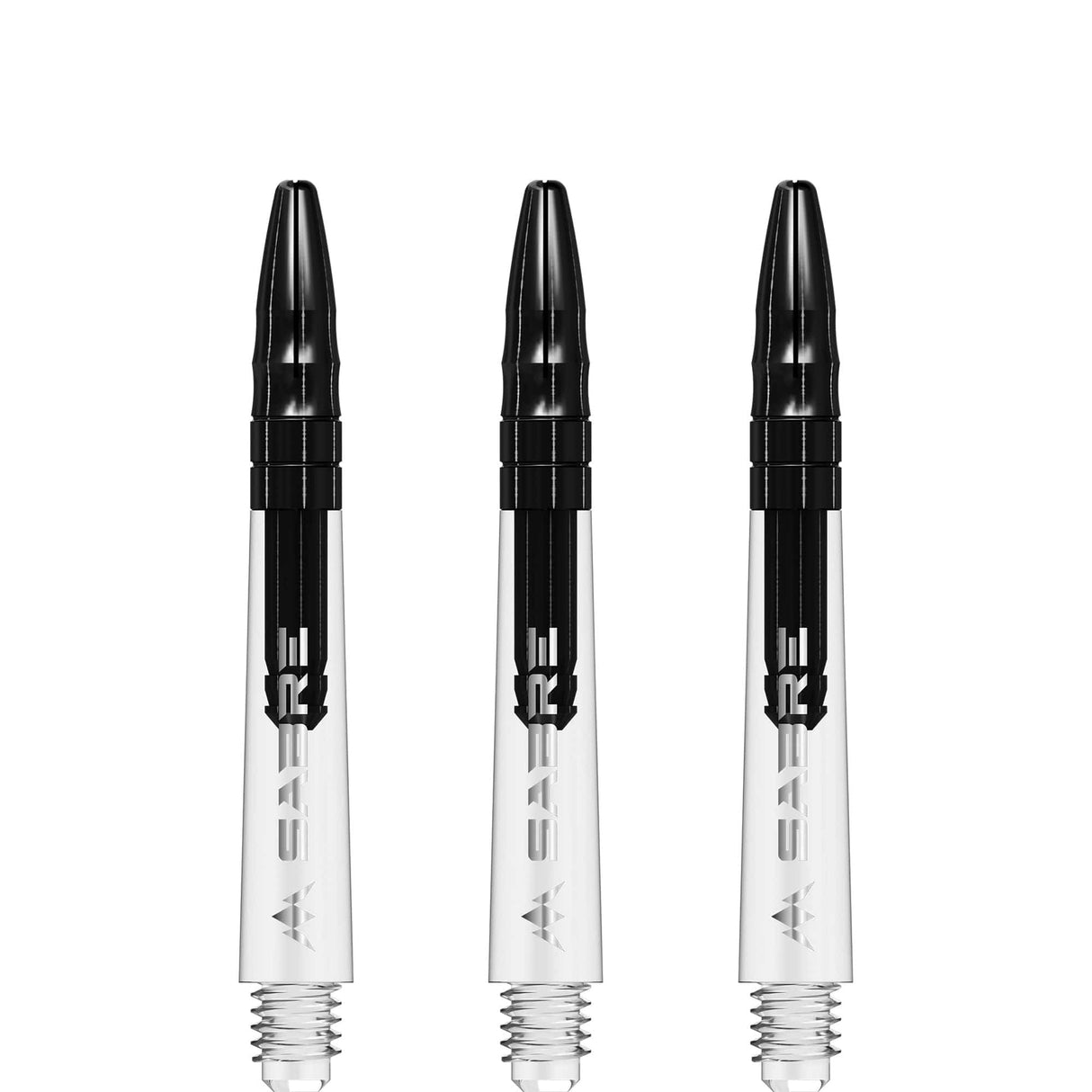 Mission Sabre Shafts - Polycarbonate Dart Stems - Clear - Black Top Tweenie