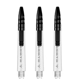 Mission Sabre Shafts - Polycarbonate Dart Stems - Clear - Black Top Tweenie Plus