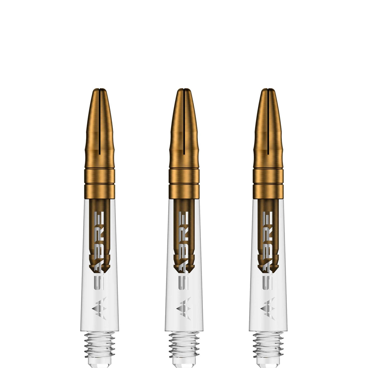 Mission Sabre Shafts - Polycarbonate Dart Stems - Clear - Gold Top Short