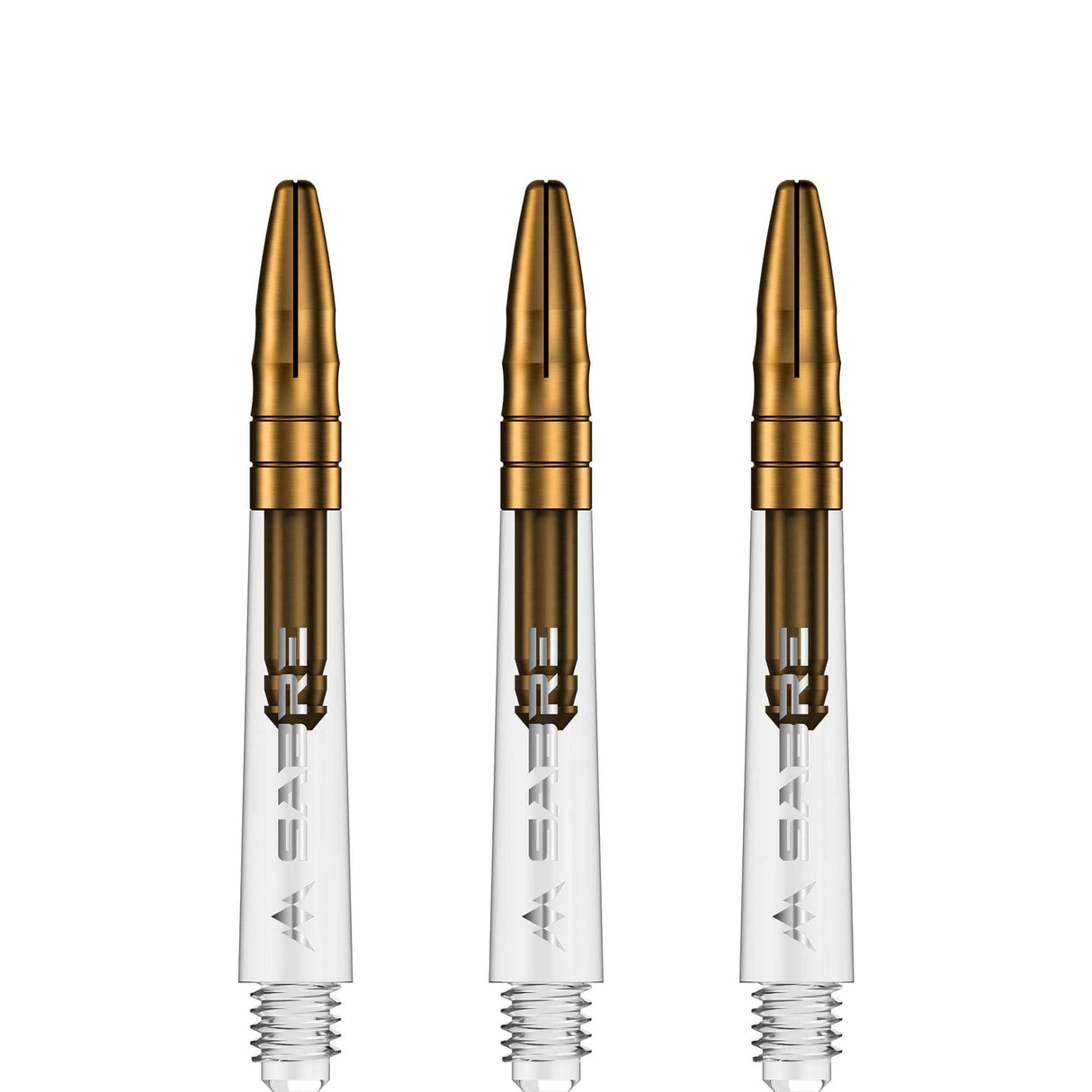 Mission Sabre Shafts - Polycarbonate Dart Stems - Clear - Gold Top Tweenie