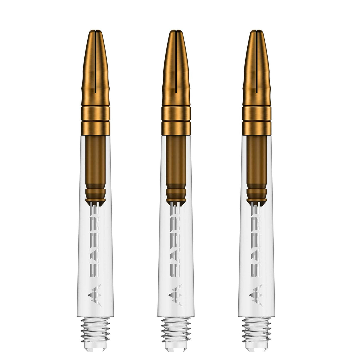 Mission Sabre Shafts - Polycarbonate Dart Stems - Clear - Gold Top Tweenie Plus