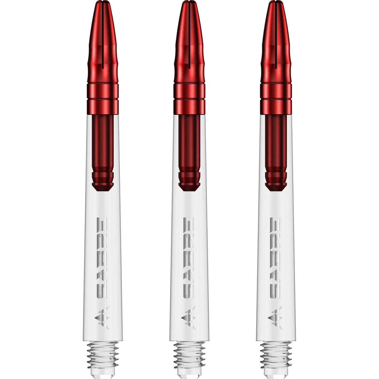 Mission Sabre Shafts - Polycarbonate Dart Stems - Clear - Red Top Medium